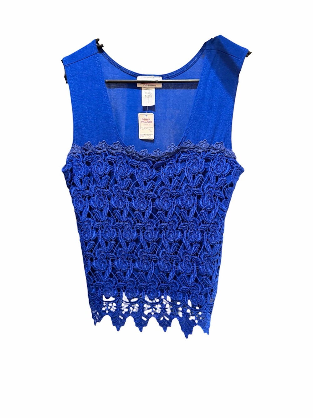 Vejaiz Designs Cobalt Blue Crochet Shell Tank